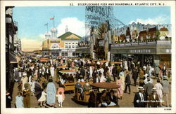 Steeplechase Pier and Boardwalk Atlantic City, NJ Postcard Postcard