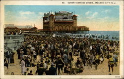 Sunday Bathing Crowd Postcard