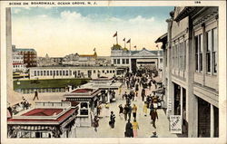 Scene on Boardwalk Ocean Grove, NJ Postcard Postcard