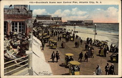 Boardwalk Scene near Central Pier Atlantic City, NJ Postcard Postcard