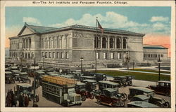 The Art Institute and Ferguson Fountain Chicago, IL Postcard Postcard