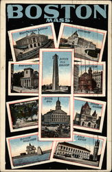 Boston, Mass. Landmarks Massachusetts Postcard Postcard