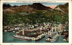 View of Honolulu and Harbor from the Air Hawaii Postcard Postcard