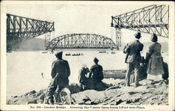 Quebec Bridge. Showing the Centre Span being lifted into place Canada Postcard Postcard