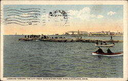 Looking Toward the City from Edgewater Park Pier Cleveland, OH Postcard Postcard