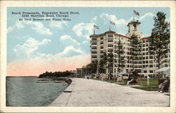 Beach Promenade, Edgewater Beach Hotel Chicago, IL Postcard Postcard