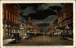 Third Street Looking North from Kentucky Avenue, in the Loop, by Night Postcard