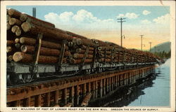 Millions of Feet of Lumber Ready for the Saw Mill Postcard