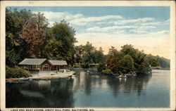 Lake and Boat House, David Hall Park Baltimore, MD Postcard Postcard