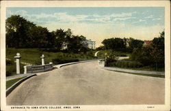 Entrance to Iowa State College Postcard