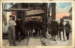 Mine Cage with Miners Ready to Descend Shaft Mining Postcard Postcard