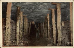 Examining Abandoned Workings in Anthracite Coal Mine Postcard Postcard