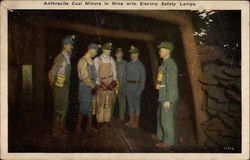 Anthracite Coal MIners in MIne with Electric Safety Lamps Mining Postcard Postcard