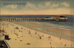 Pier and Beach Old Orchard Beach, ME Postcard Postcard