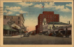 First Avenue Looking East Billings, MT Postcard Postcard