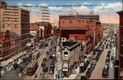 Congress and Free Streets From Congress Square Portland, ME Postcard Postcard