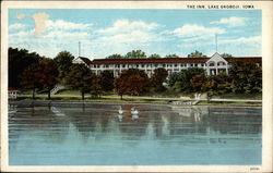 Lake Okoboji, beach and inn Postcard