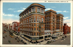 Monticello Hotel, looks like flat-iron building Postcard