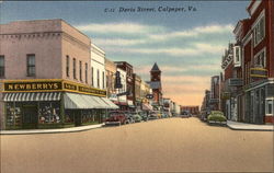 Davis Street, Newberry's and tower prominent Culpeper, VA Postcard Postcard