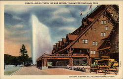 Old Faithful Inn and Geyser, Yellowstone National Park Postcard