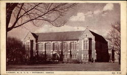 Library at Kansas State Teachers College Pittsburg, KS Postcard Postcard