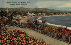 Floral Gardens and Bathing Beach Laguna Beach, CA Postcard Postcard