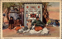 Navajo Indians Spinning Yarn for Rugs Postcard