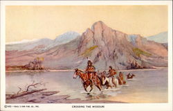 Crossing the Missouri Native Americana Postcard Postcard