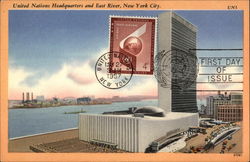 United Nations Headquarters and East River Postcard