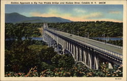 Eastern approach to Rip Van Winkle Bridge over Hudson River Postcard