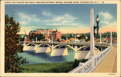 Hotel Van Curler and Great Western Gateway Bridge, Mohawk River Postcard