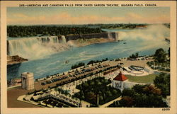 American and Canadian Falls from Oakes Garden Theatre Postcard