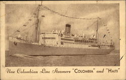 New Columbian Line Steamers "Columbia" and "Haiti" Postcard