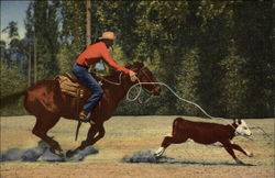 Calf Roping in the Southwest Postcard