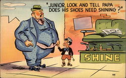 Does His Shoes Need Shining? Fat People Postcard Postcard