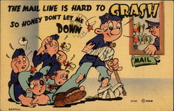 WWII Mail Call Cartoon Comic Postcard Postcard