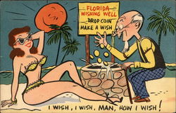 Florida Wishing Well Drop Coin Make a Wish Postcard