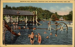 Swimming pool, beautiful Fountain Lake Hot Springs National Park, AR Postcard Postcard