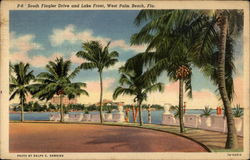 South Flagler Drive and Lake Front Postcard