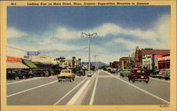 Looking East on Main Street- Superstition Mountain in Distance Mesa, AZ Postcard Postcard