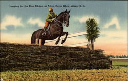 Jumping for the Blue Ribbon at Aiken Horse Show South Carolina Postcard Postcard