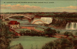 Niagara Falls and Rainbow Bridge Ontario Canada Postcard Postcard