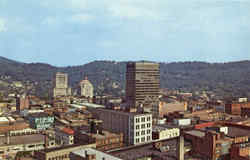 Panoramic view of the main business section Asheville, NC Postcard Postcard