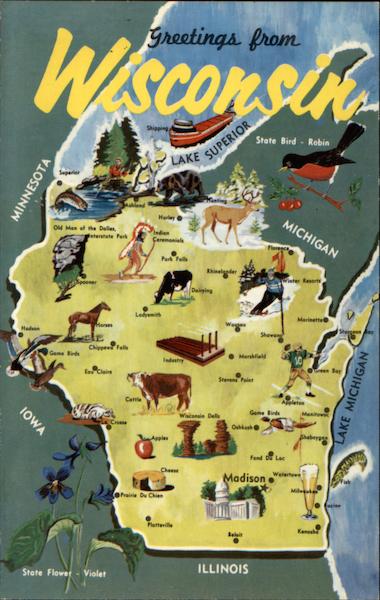 Greetings From Wisconsin Maps