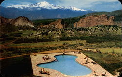 Viewing Pikes Peak from the Garden of the God's Club Colorado Springs, CO Postcard Postcard