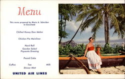 United Airlines Menu Card Aircraft Postcard Postcard