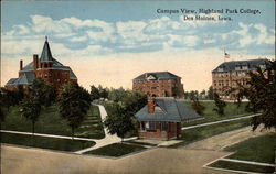 Campus View, Highland Park College Des Moines, IA Postcard Postcard