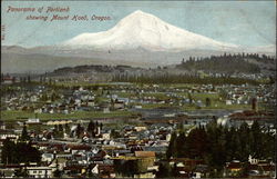 Panorama of Portland showing Mount Hood, Oregon Postcard