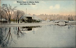 Winter Scene in Liberty Park Salt Lake City, UT Postcard Postcard