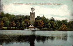 Rockefeller Lake and Boat House, Forest Hill Postcard